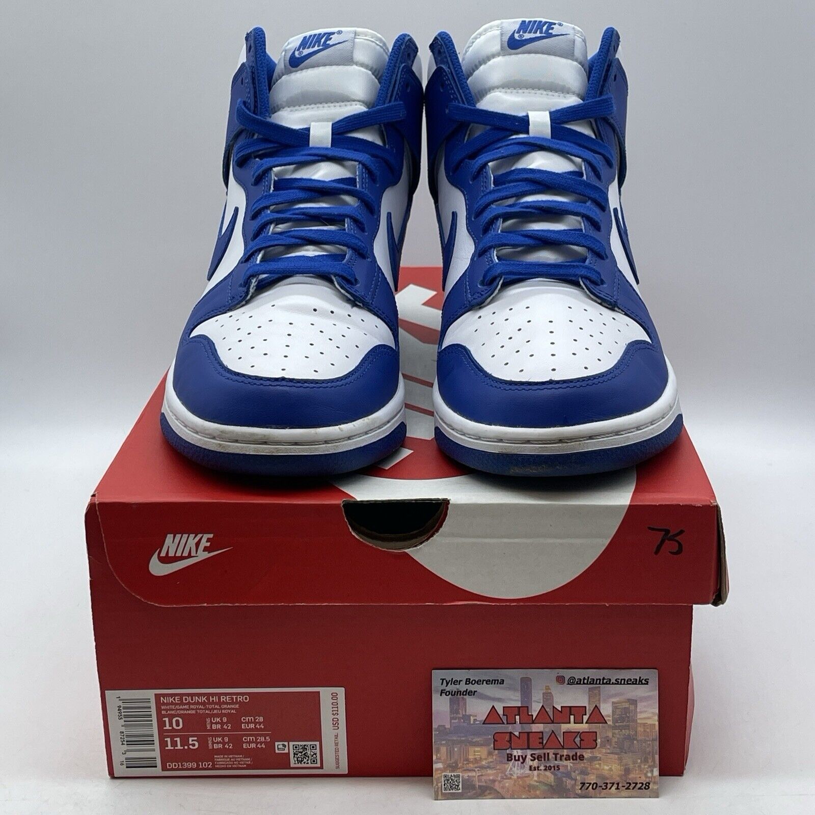 Size 10 - Nike Dunk 2021 High Kentucky Blue White Leather (DD1399-102)