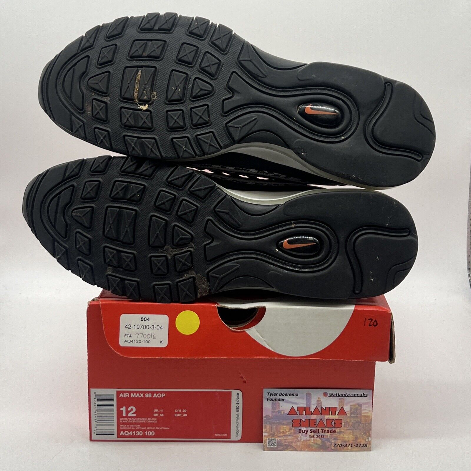 Size 12 - Nike Air Max 98 All Over Print Black White (AQ4130-100)