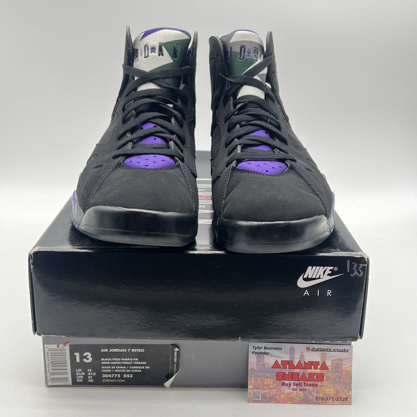 Size 13 - Air Jordan 7 Retro PE Ray Allen Black Purple Suede (304775-053)