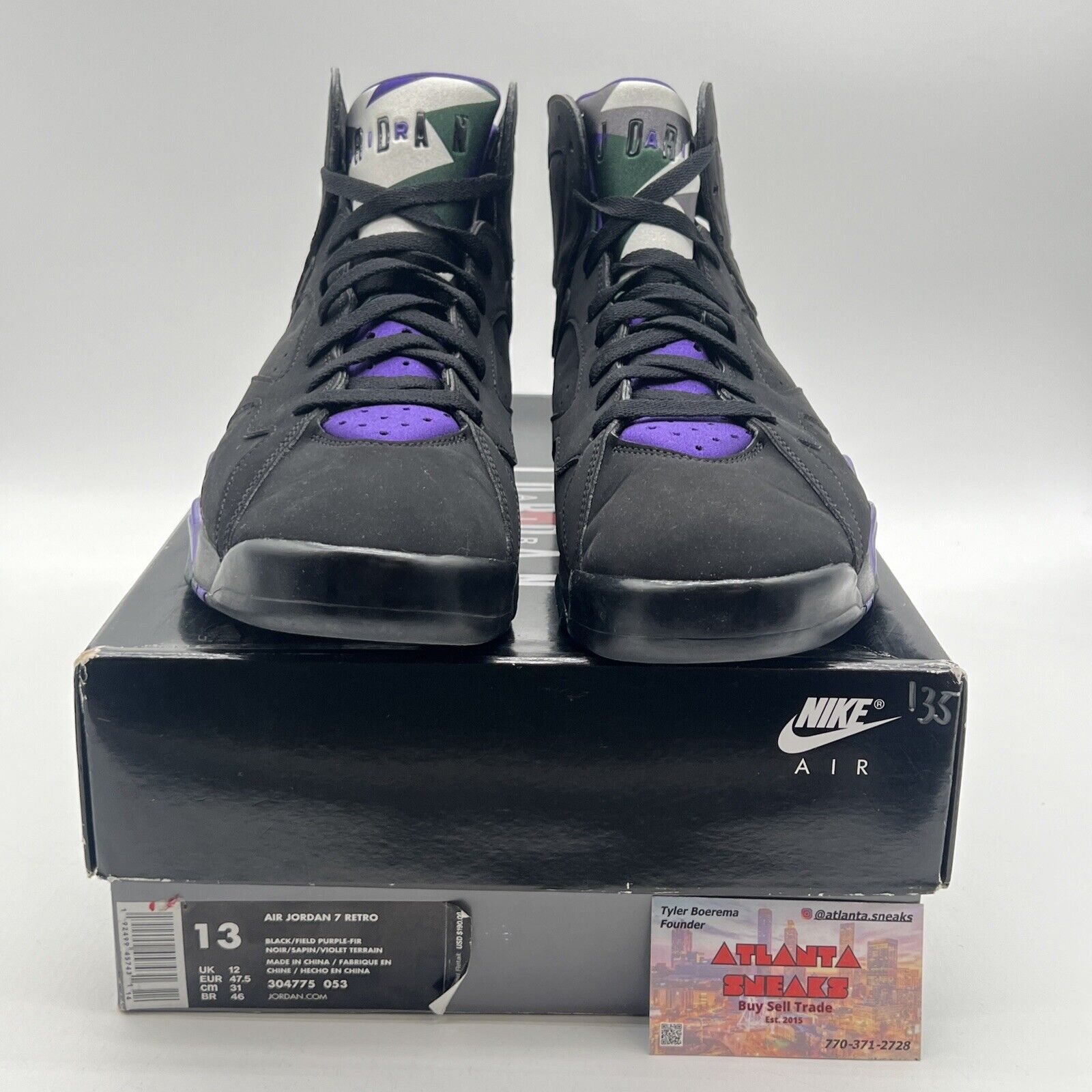 Size 13 - Air Jordan 7 Retro PE Ray Allen Black Purple Suede (304775-053)