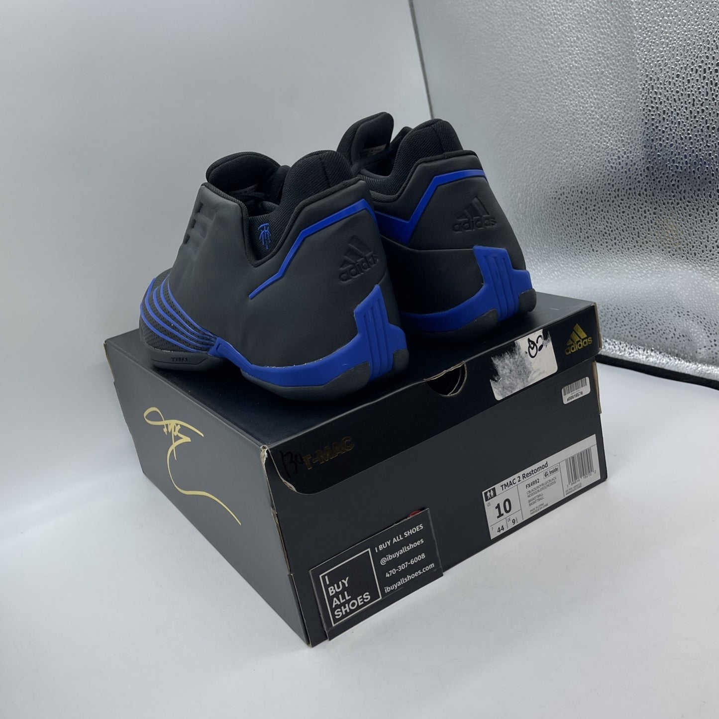 Size 10 - adidas T-Mac 2 EVO Black Royal Blue Leather (FX4992)