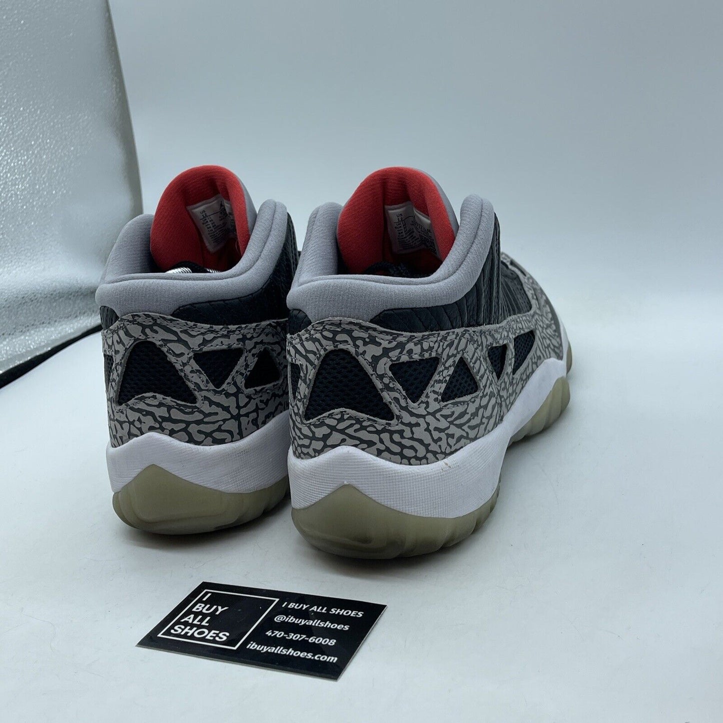 Size 12 - Air Jordan 11 Retro IE Low Black Cement Black Grey White (919712-006)