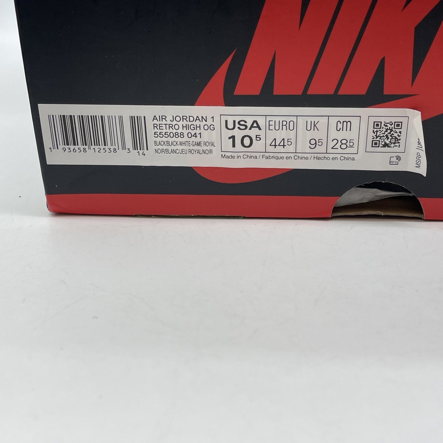 Size 10.5 - Jordan 1 Retro OG High Royal Toe Blue White (555088-041)