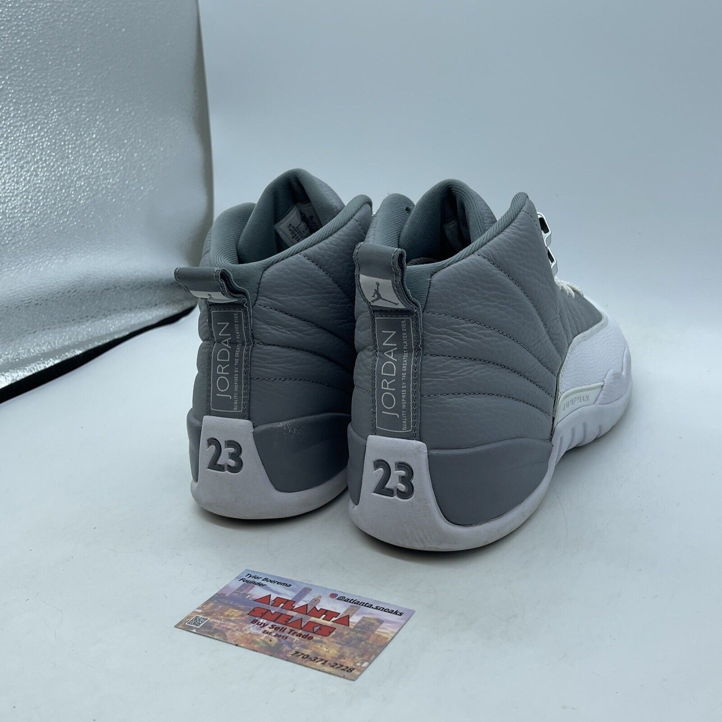 Size 9.5 - Jordan 12 Stealth Gray White Silver Leather Suede (CT8013-015)