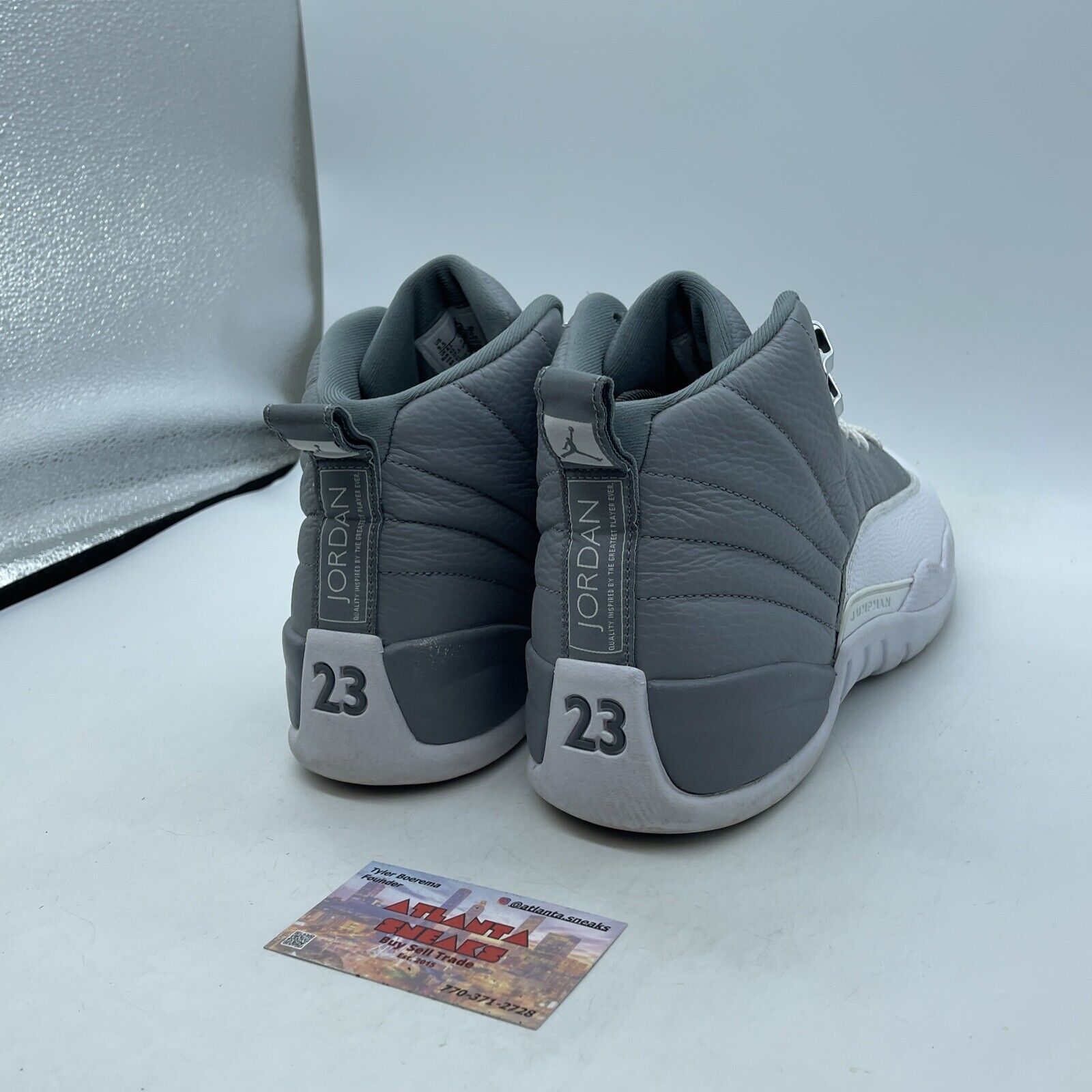 Size 9.5 - Jordan 12 Stealth Gray White Silver Leather Suede (CT8013-015)