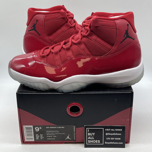 Size 9.5 - Jordan 11 Retro High Win Like '96 Red Black Leather (378037-623)