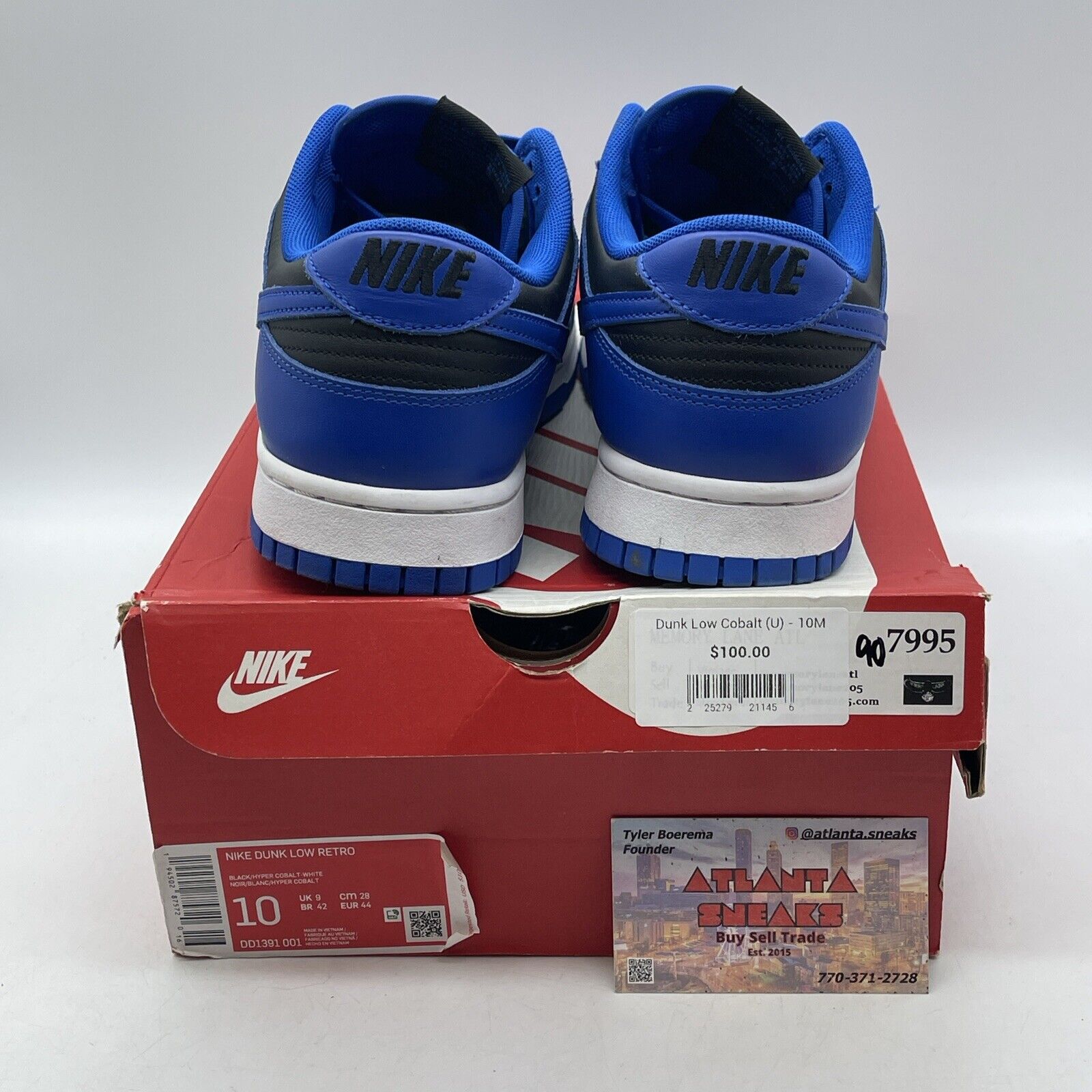 Size 10 - Nike Dunk Low Hyper Cobalt Blue Black White Leather (DD1391-001)