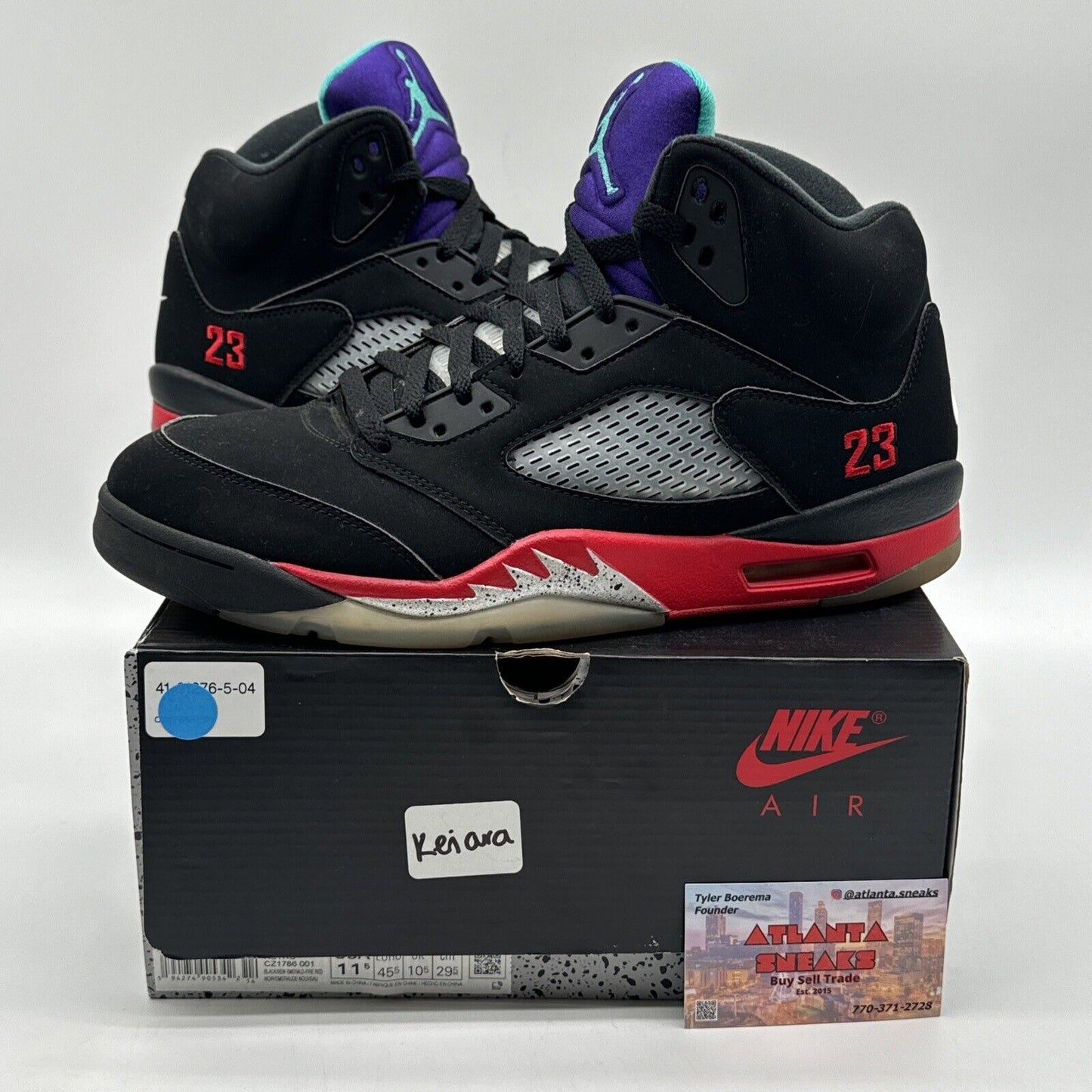 Size 11.5 - Jordan 5 Retro Top 3 Black 2020 Red Purple Silver Icy Solez OG All