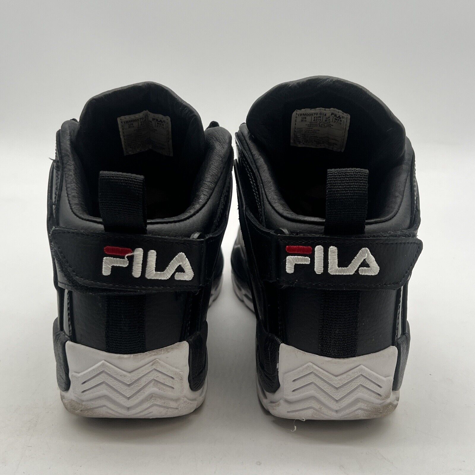 Size 9.5 - FILA 96 Grant Hill 2 Mid Black White Red Detroit Pistons