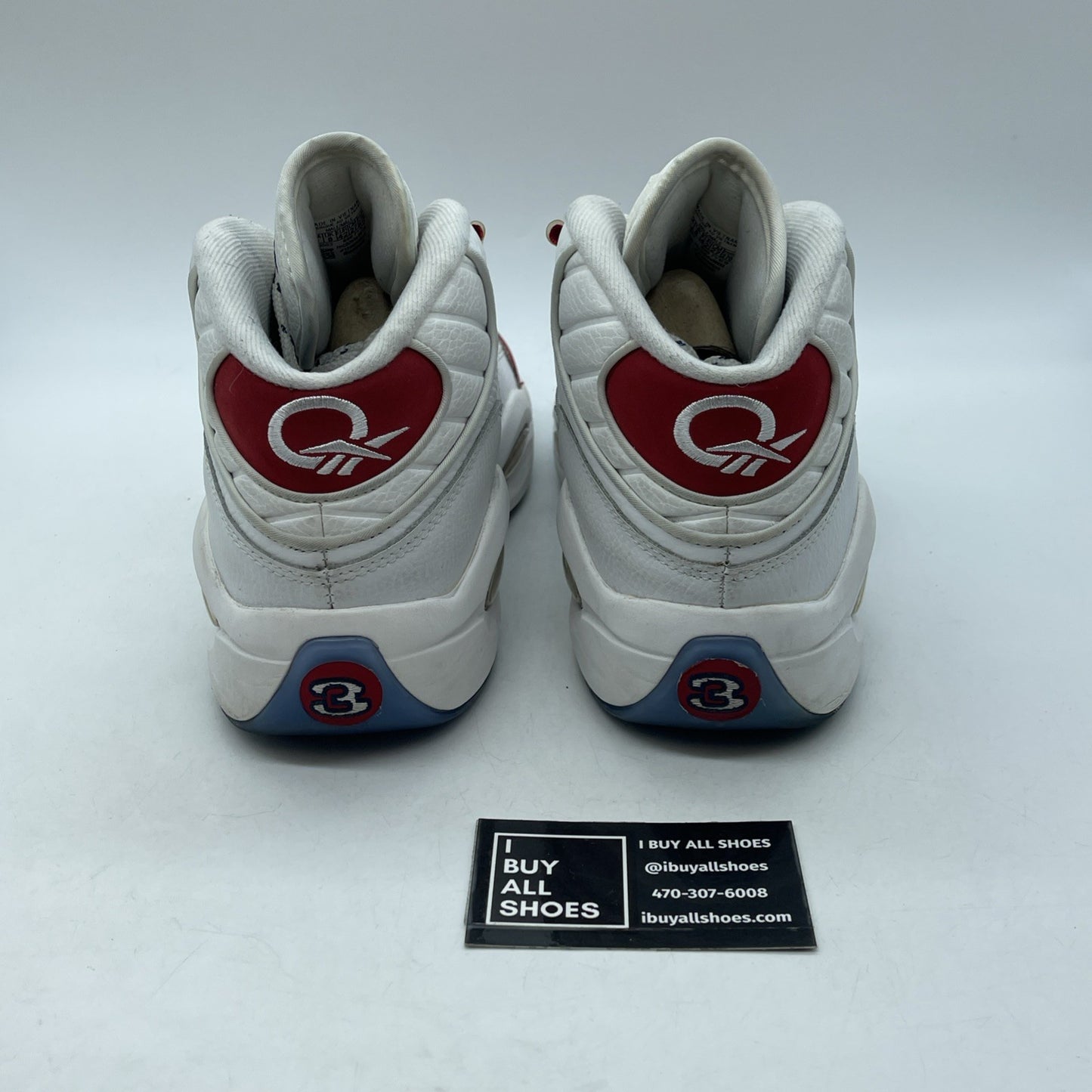 Size 9 - Reebok Question OG 2020 Mid Red Toe White Suede Leather (FY1018)