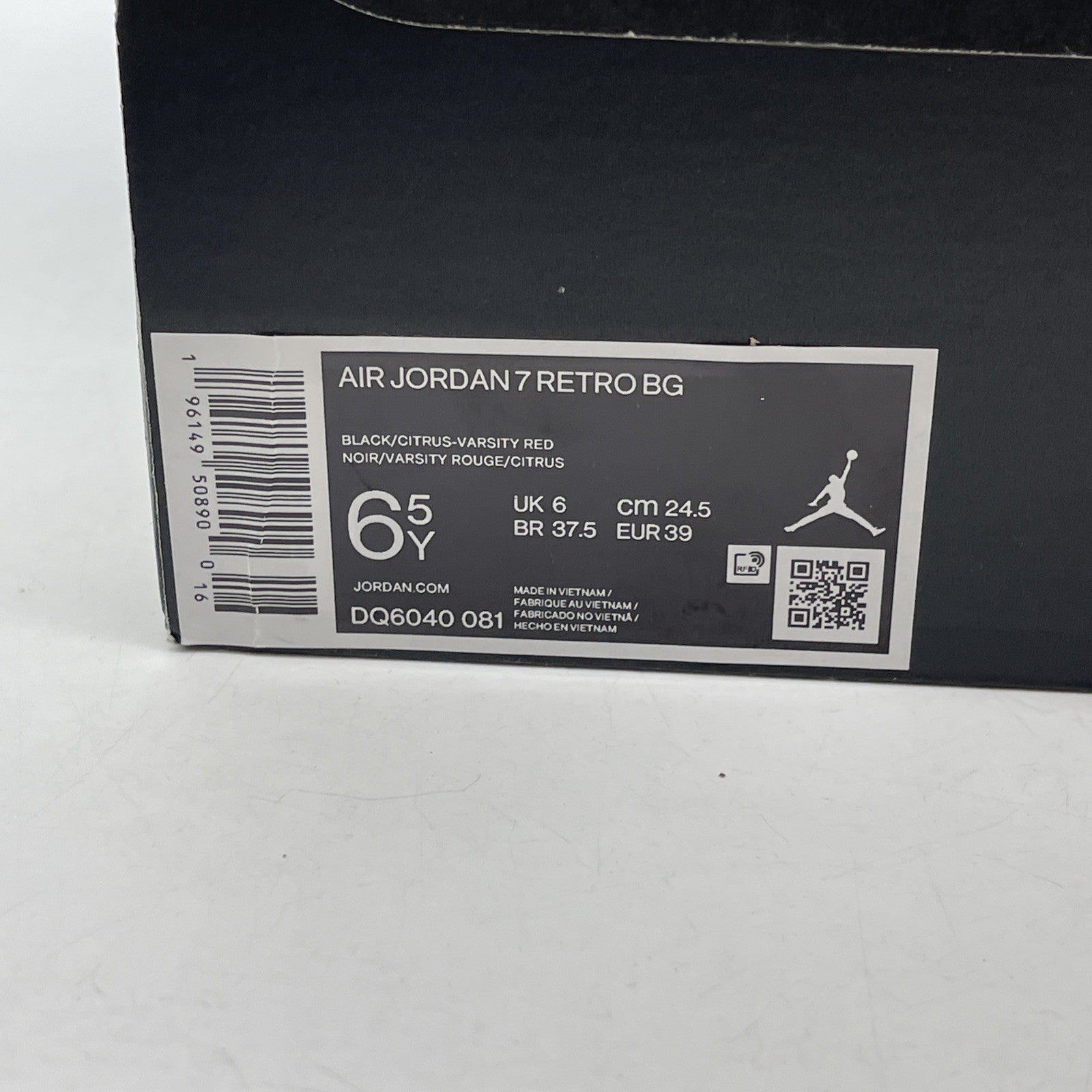 Size 6.5Y - Jordan 7 Retro 2022 Mid Citrus Black Suede (DQ6040-081)