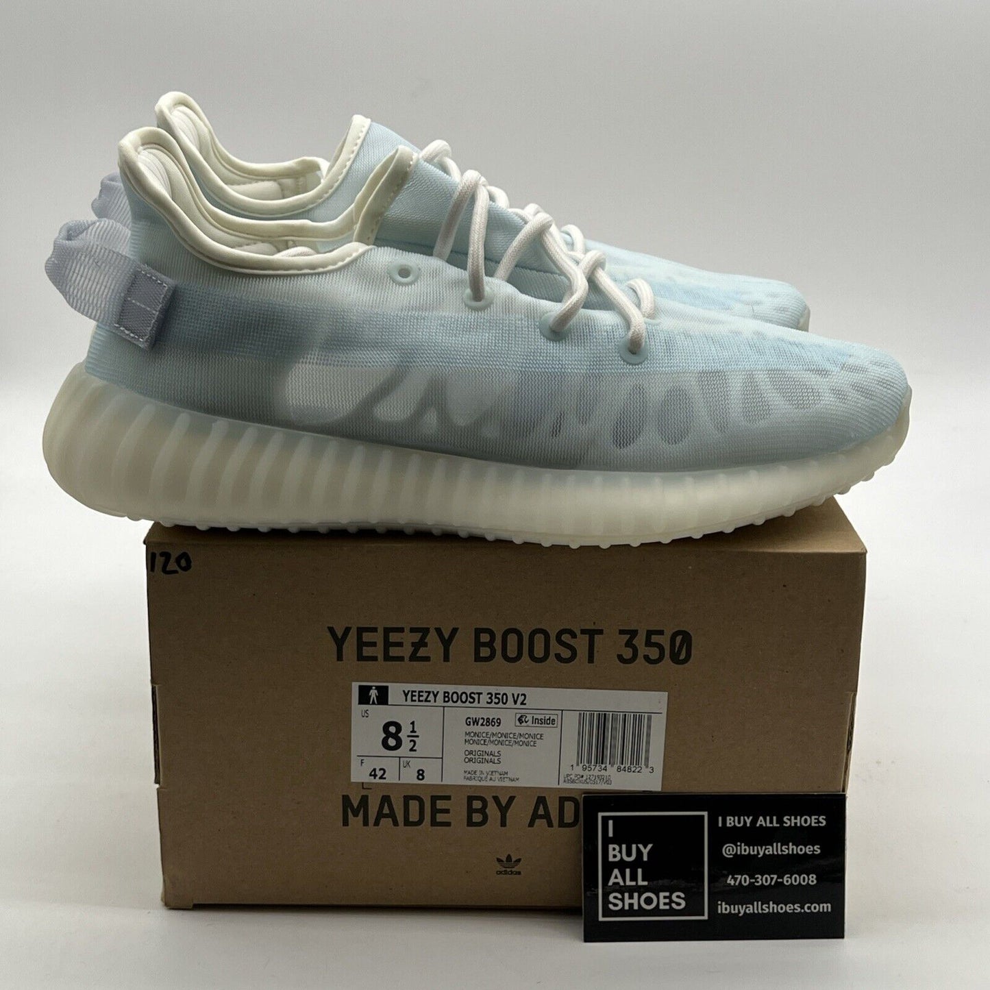 Size 8.5 - Adidas Yeezy Boost 350 V2 Mono Ice (2 Rights) (GW2869)