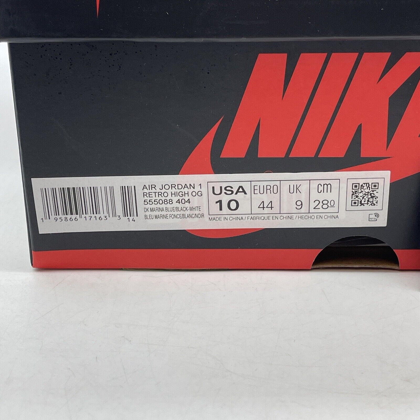 Size 10 - Jordan 1 Retro OG High Dark Marina Blue Black Leather (555088-404)