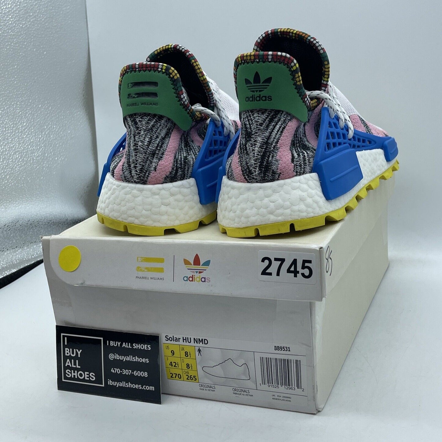 Size 9 - adidas Pharrell x NMD Human Race Trail Solar Pack Suede Blue (BB9531)