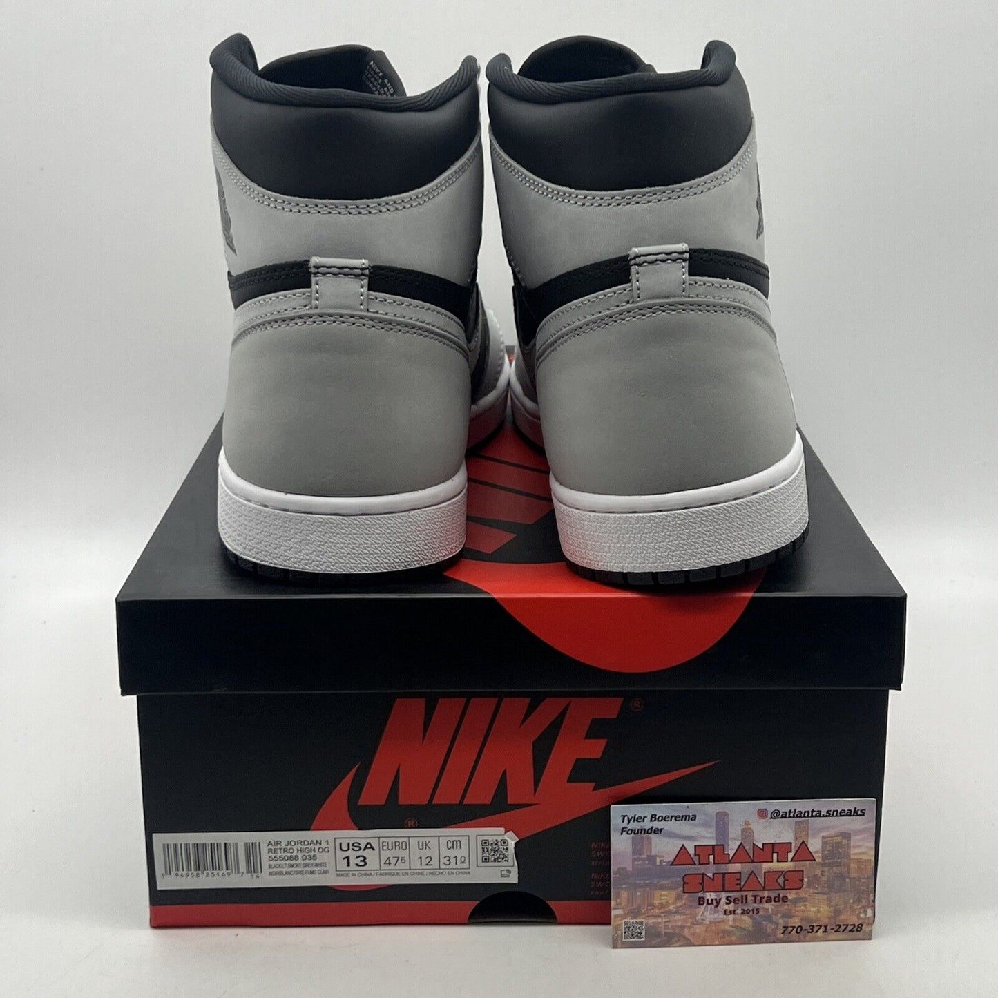 Size 13 - Jordan 1 Retro OG High Shadow 2.0 Black Grey Leather (555088-035)