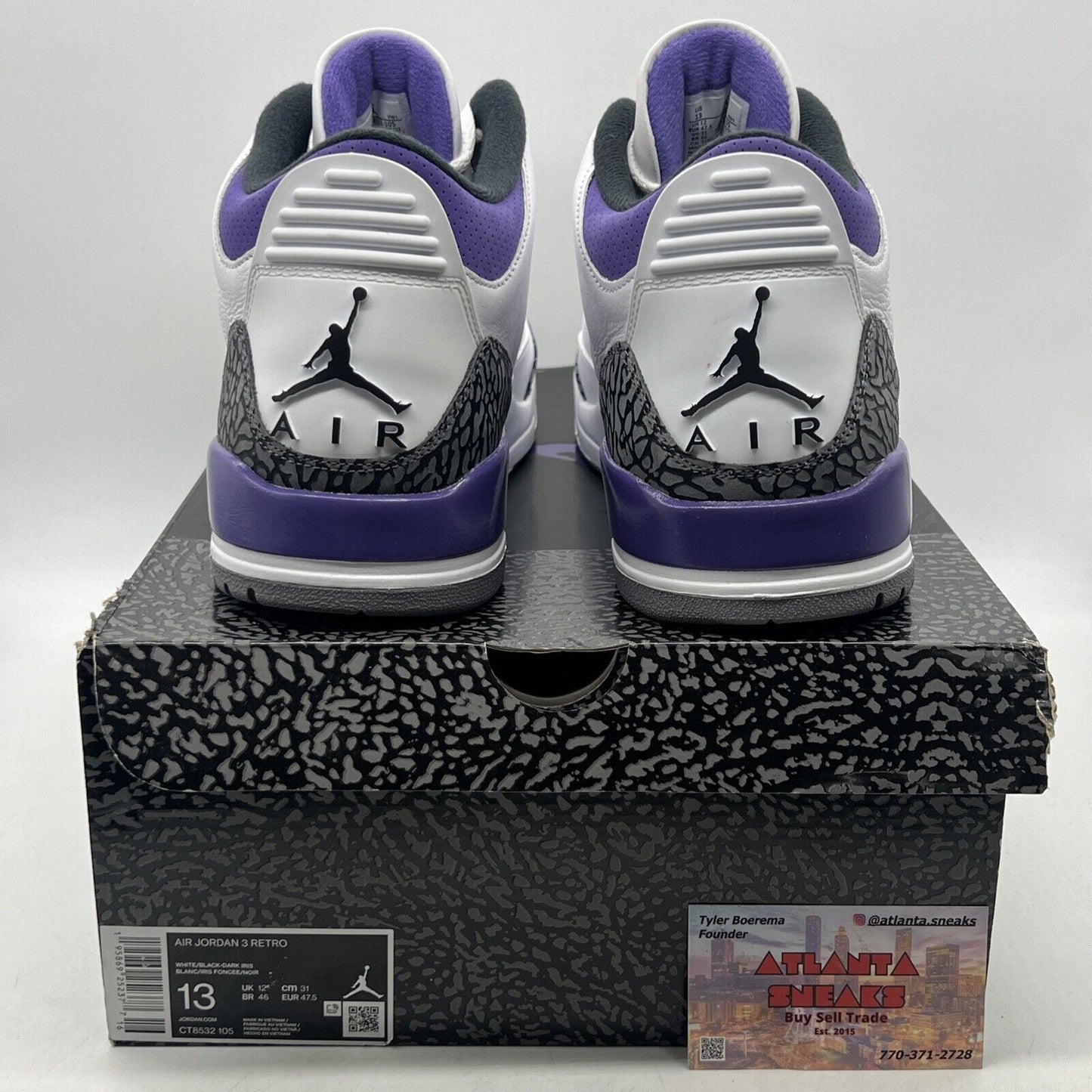 Size 13 - Jordan 3 Retro Mid Dark Iris White Leather Grey (CT8532-105)