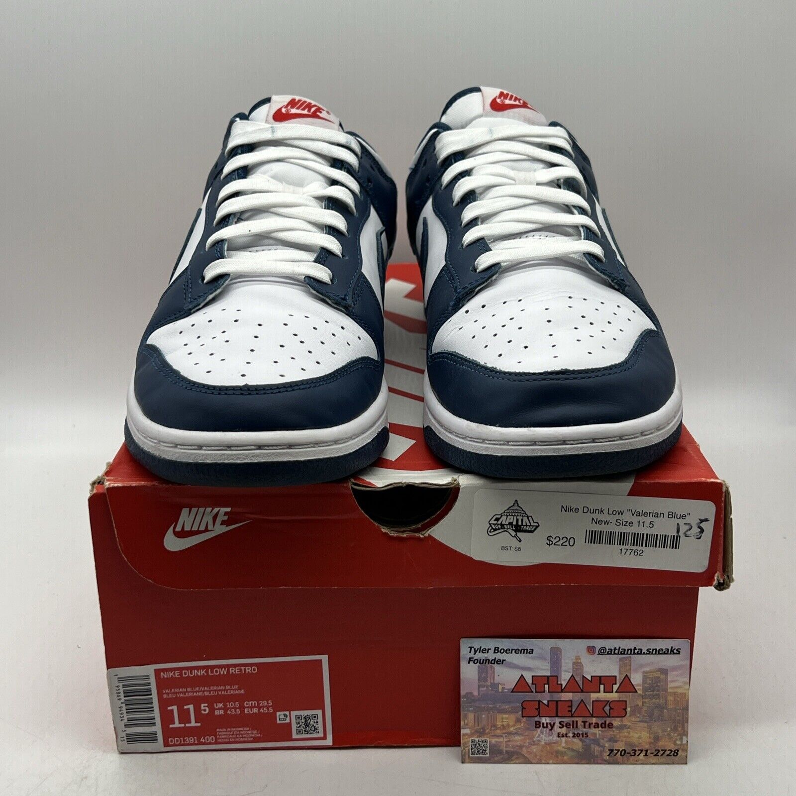 Size 11.5 - Nike Dunk Low Velarian Blue/White Leather (DD1399-400)