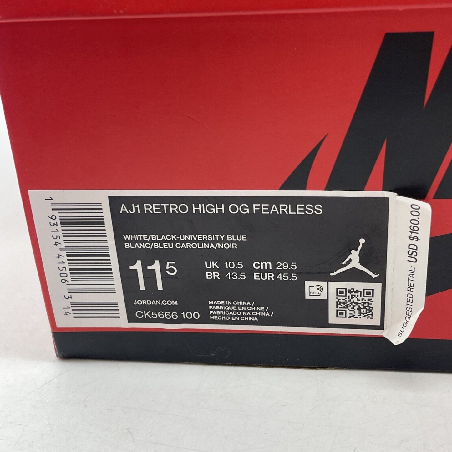 Size 11.5 - Jordan 1 Retro OG High Fearless Blue Red White Leather (CK5666-100)