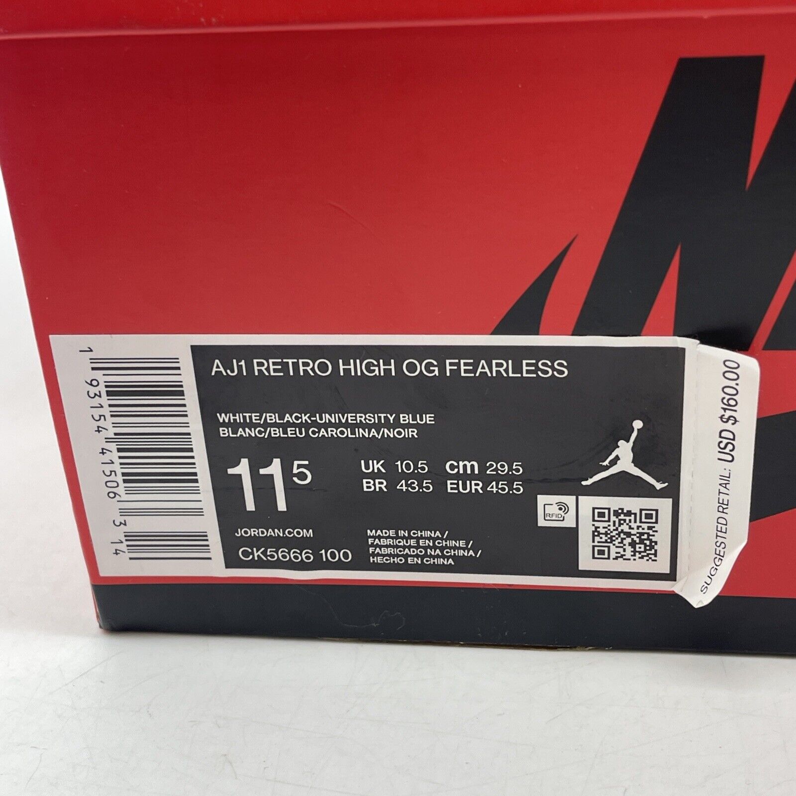 Size 11.5 - Jordan 1 Retro OG High Fearless Blue Red White Leather (CK5666-100)