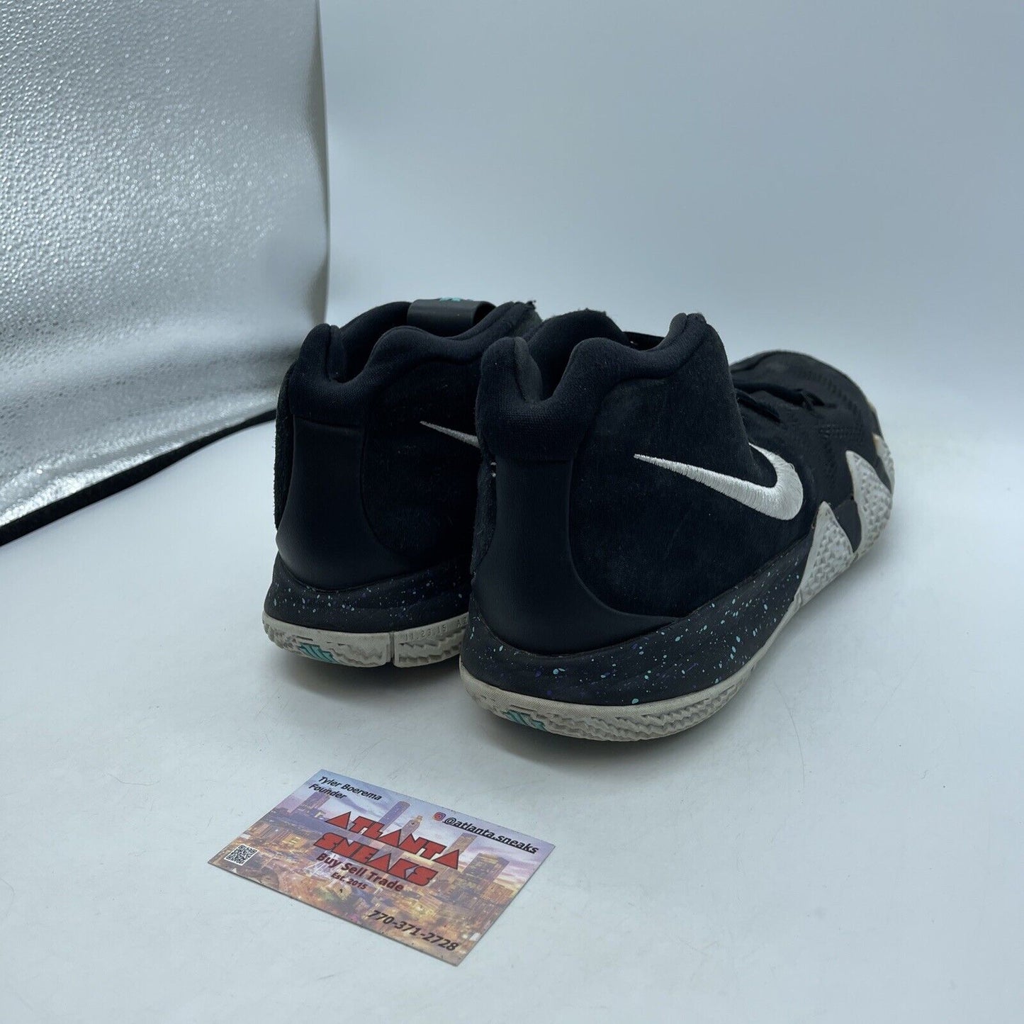 Size 8.5 - Nike Kyrie 4 Black White Blue Purple Suede Leather (943806-002)