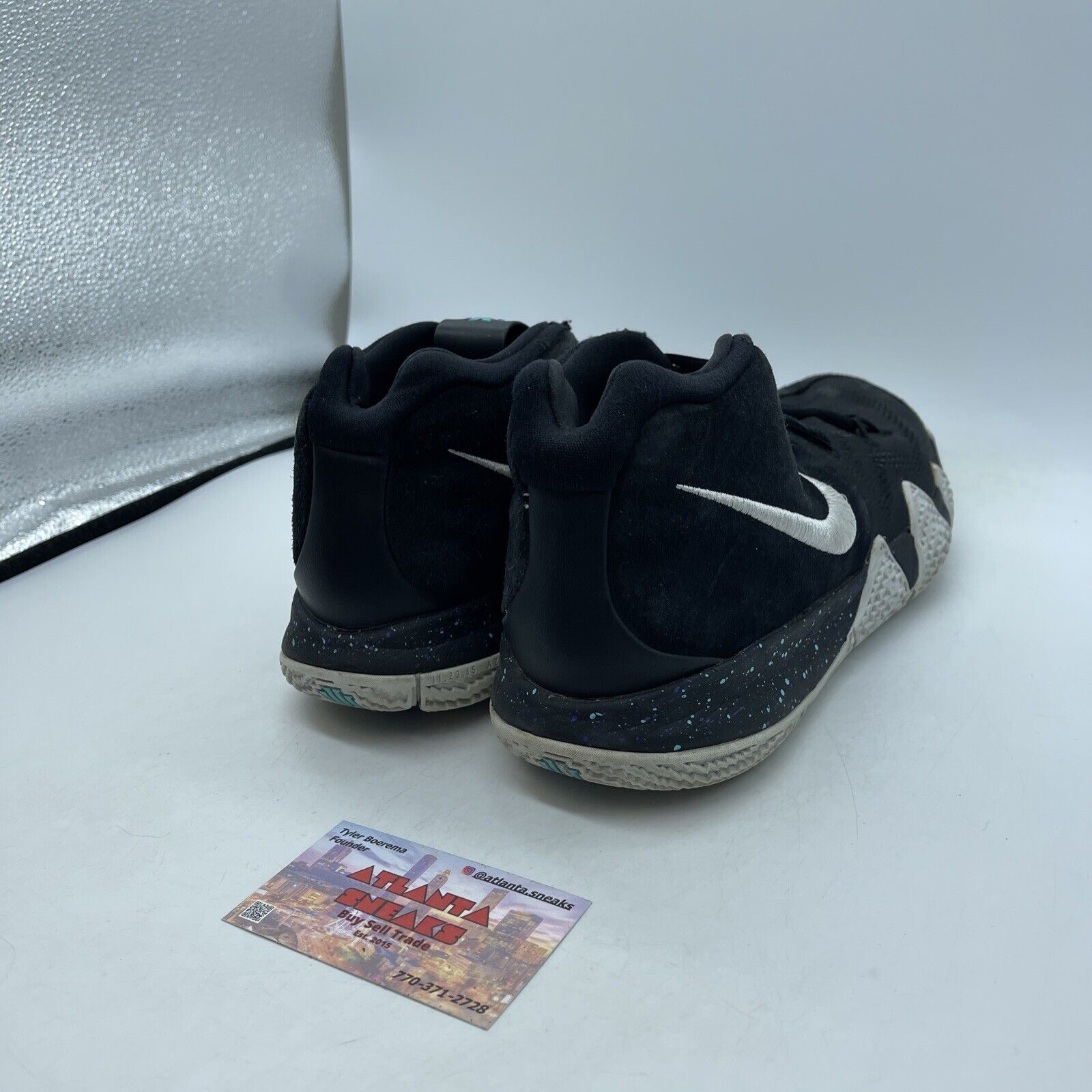 Size 8.5 - Nike Kyrie 4 Black White Blue Purple Suede Leather (943806-002)