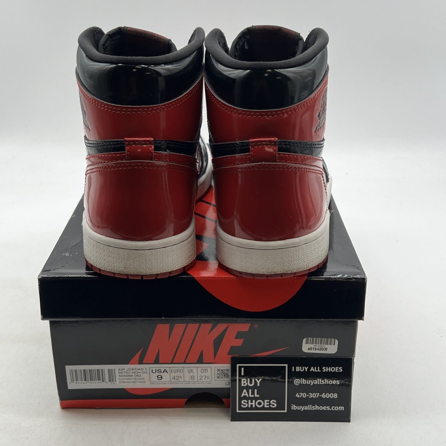 Size 9 - Air Jordan 1 Retro OG High Patent Bred (555088-063)