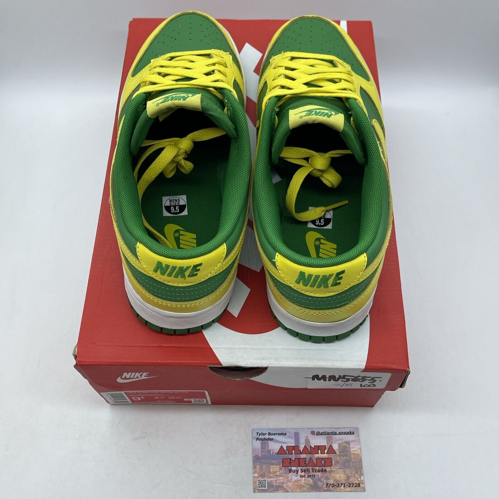 Size 9.5 - Nike Dunk Low Reverse Brazil Yellow Green Leather (DV0833-300)