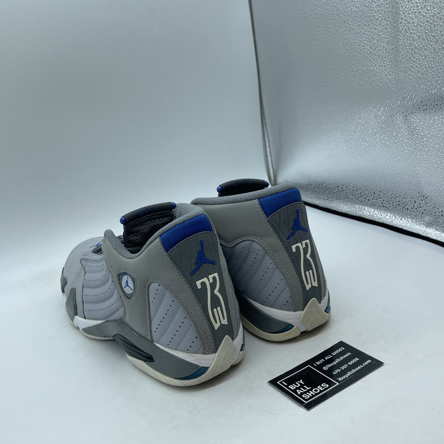 Size 10.5 - Air Jordan 14 Retro Wolf Grey Blue Suede Leather (487471-004)