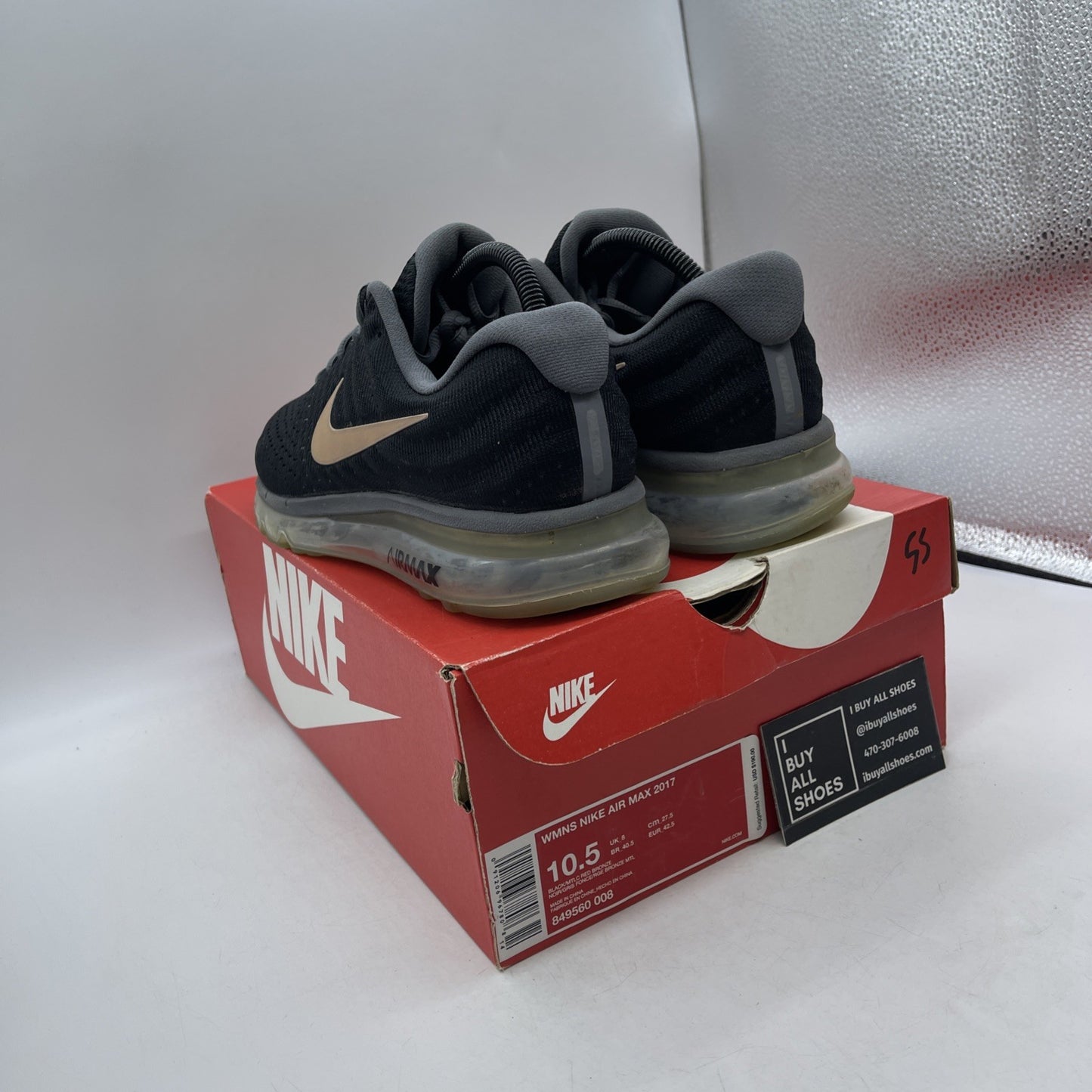 Size 10.5W - Nike Air Max 2017 Black Pink (849560-008)