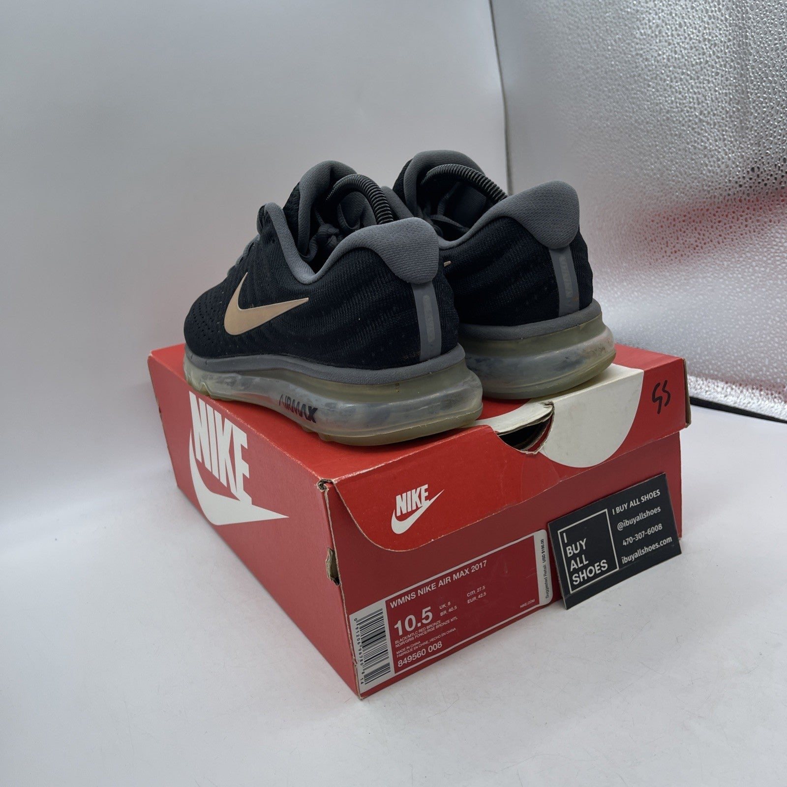 Size 10.5W - Nike Air Max 2017 Black Pink (849560-008)