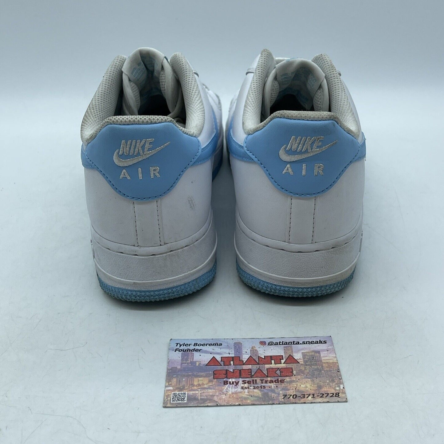 Size 8.5 - Nike Air Force 1 '07 White Aquarius Blue Leather (FQ4296-100)