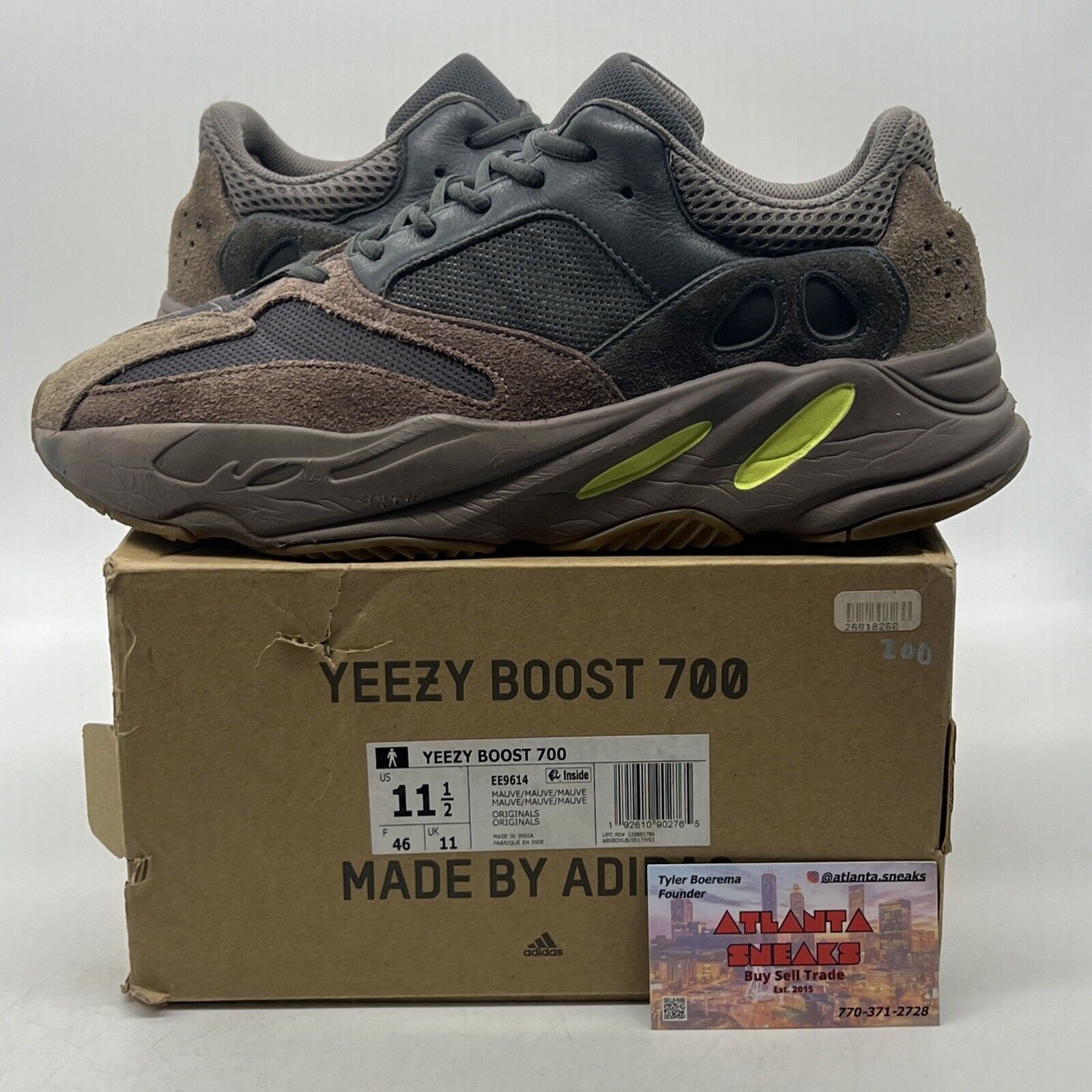 Size 11.5 - adidas Yeezy Boost 700 V1 Mauve Black Brown Suede Leather (EE9614)