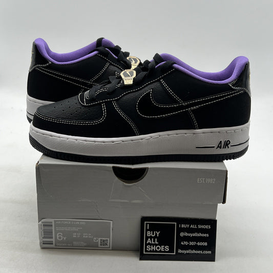 Size 6Y - Nike Air Force 1 Black White Purple (DQ0300-001)