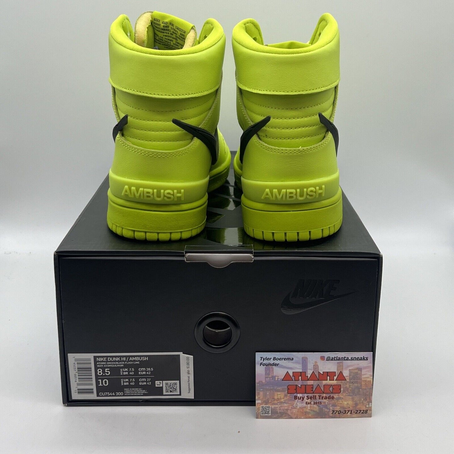 Size 8.5 - Nike Dunk High AMBUSH Flash Lime Brand New Og All