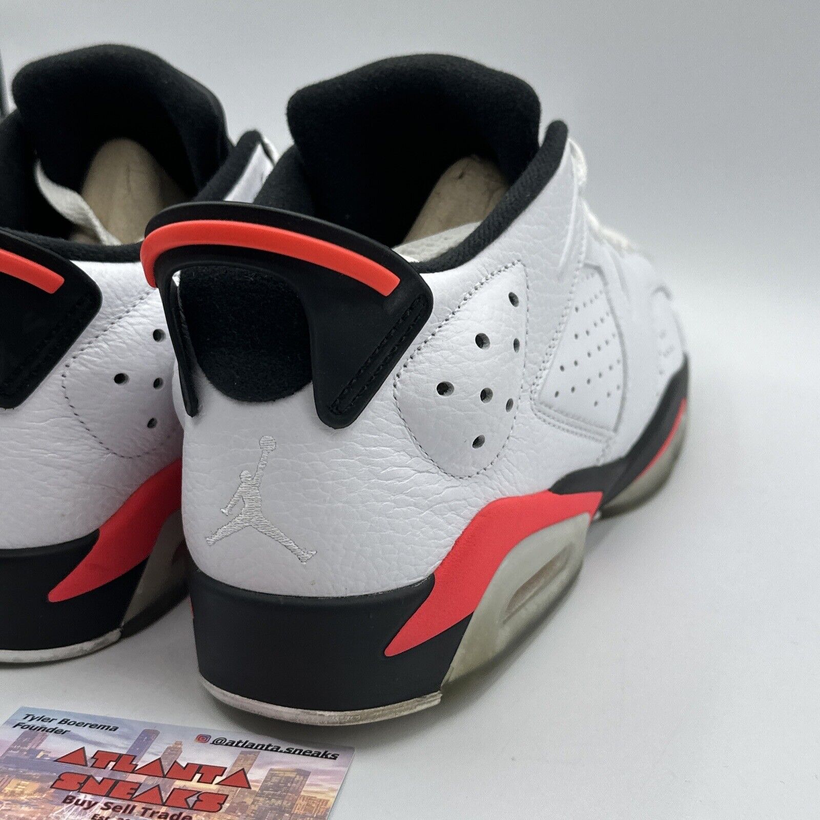 Size 9.5 - Jordan 6 Low Infrared 2015 White Black Red Leather Tumbled MJ