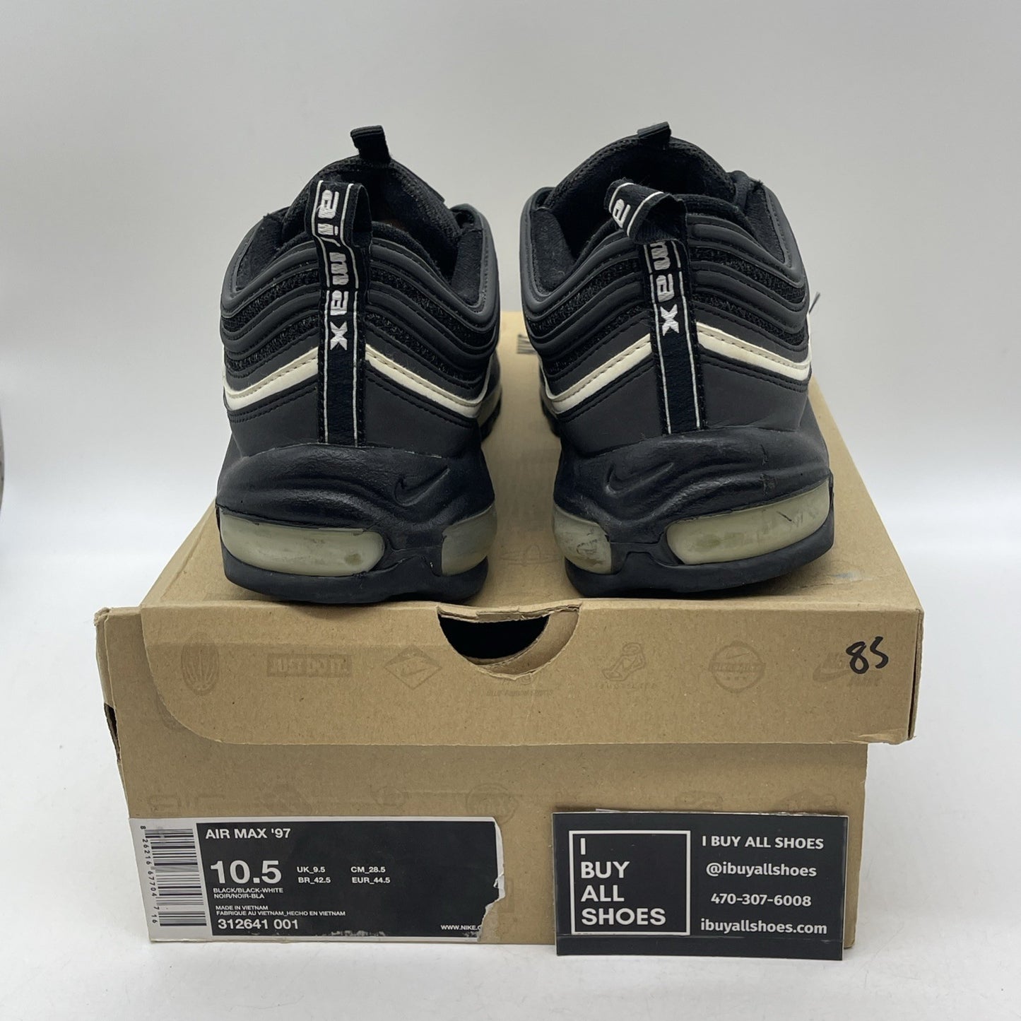 Size 10.5 - Nike Air Force 1 Premium Black White Leather (313641-001)