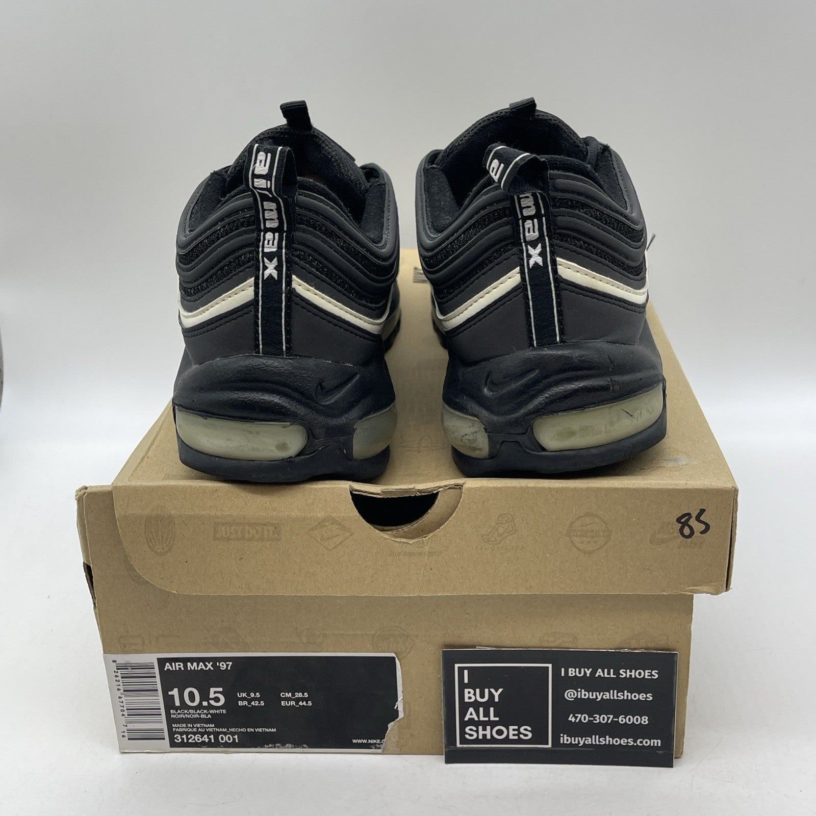 Size 10.5 - Nike Air Force 1 Premium Black White Leather (313641-001)