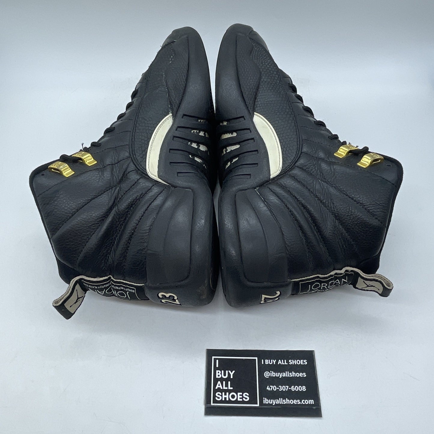 Size 9.5 - Air Jordan 12 Retro The Master Black Gold White Leather (130690-013)