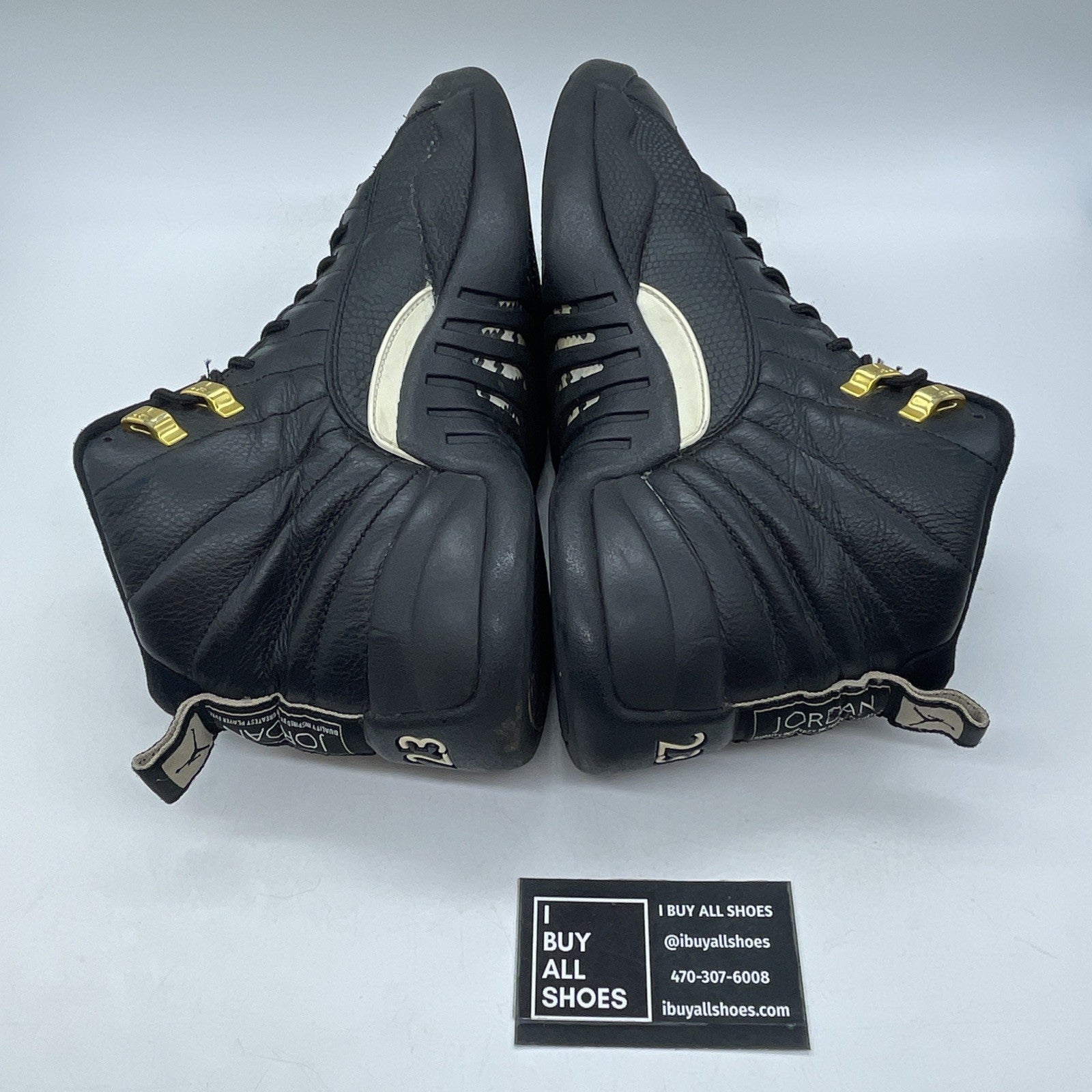 Size 9.5 - Air Jordan 12 Retro The Master Black Gold White Leather (130690-013)