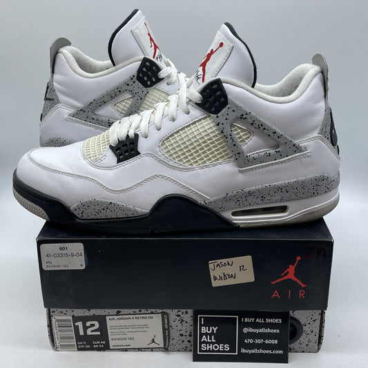 Size 12 - Jordan 4 Retro OG Mid White Cement White Grey Leather (840606-192)