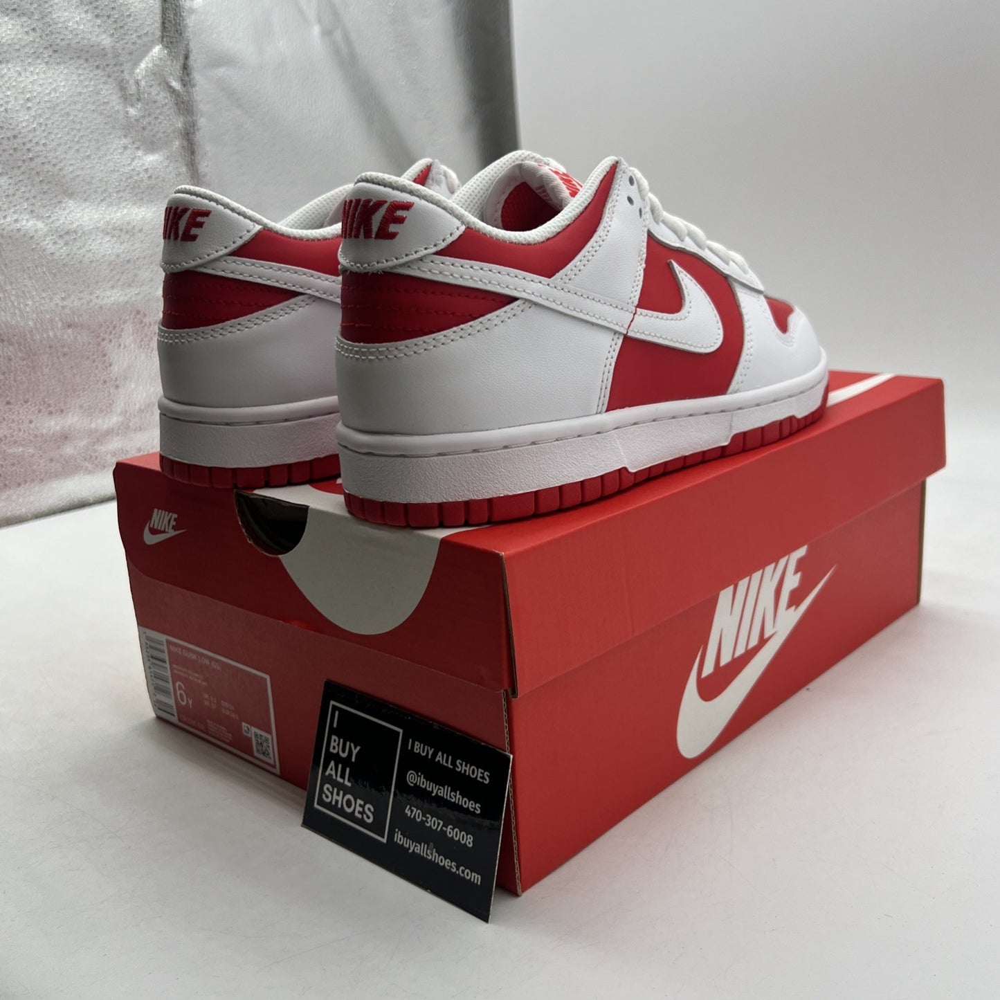 Size 6Y - Nike Dunk Low Shoes Youth White University Red GS (CW1590-600)
