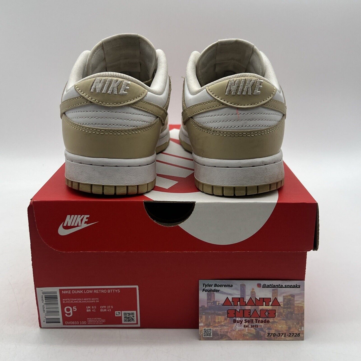 Size 9.5 - Nike Dunk Low Team Gold White Tan Leather (DV0833-100)