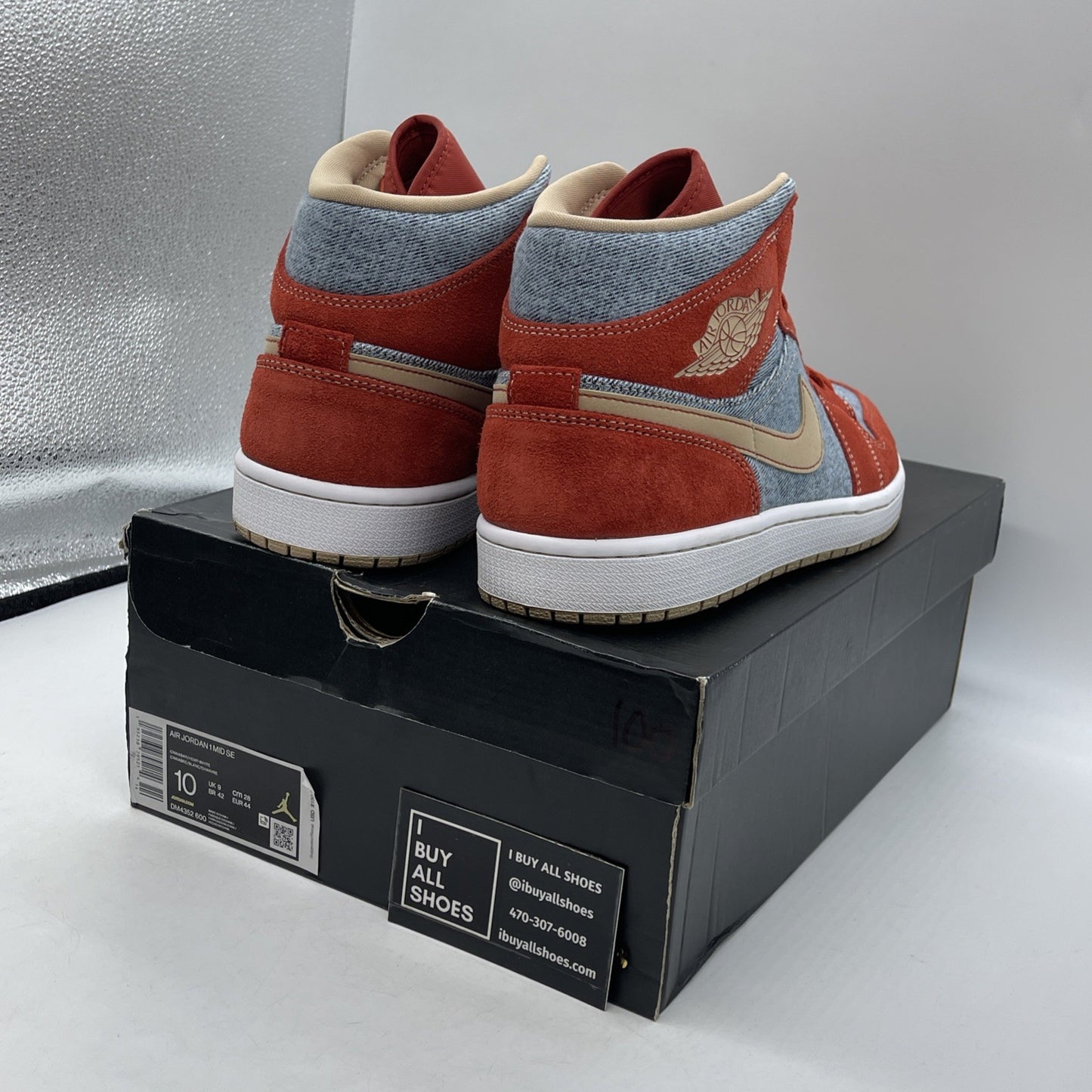 Size 10 - Air Jordan 1 Mid Denim Red Blue Brown Suede (DM4352-500)