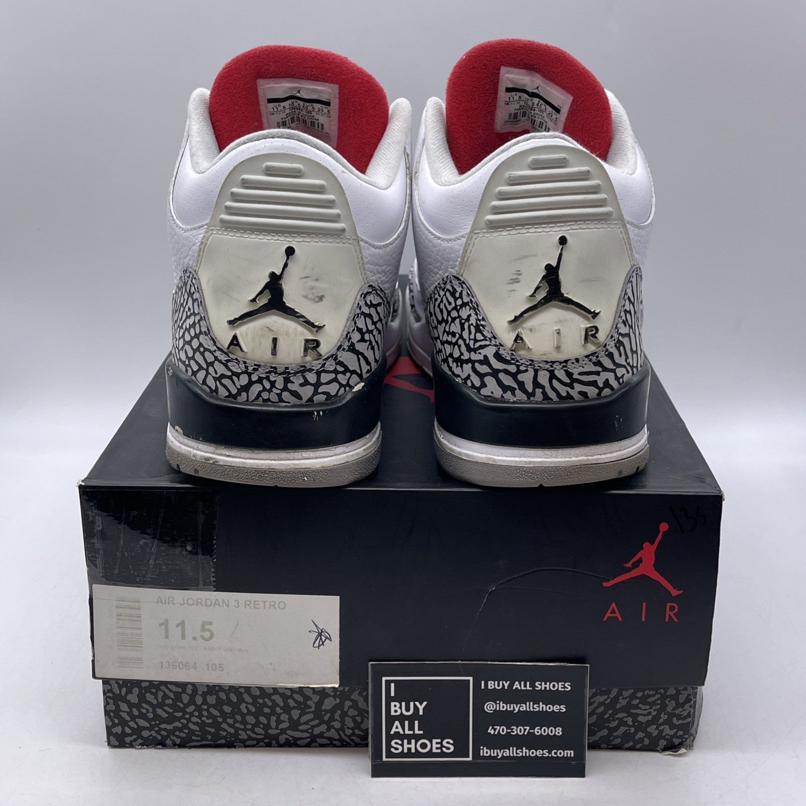 Size 11.5 - Air Jordan 3 Retro White Cement 2011 (136064-105)