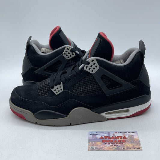 Size 11 - Jordan 4 Retro bred release 2012 Black Suede Leather (308497-089)