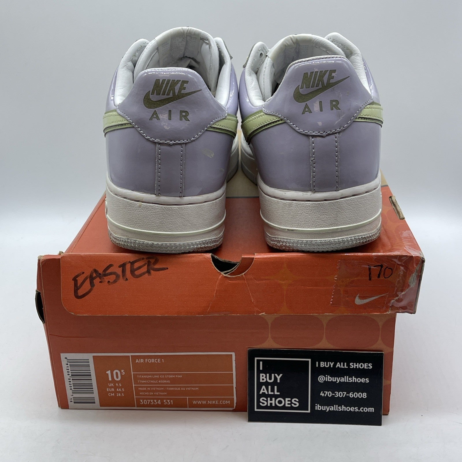 Size 10.5 - Nike Air Force 1 Easter Pink Purple White Leather (307334-531)