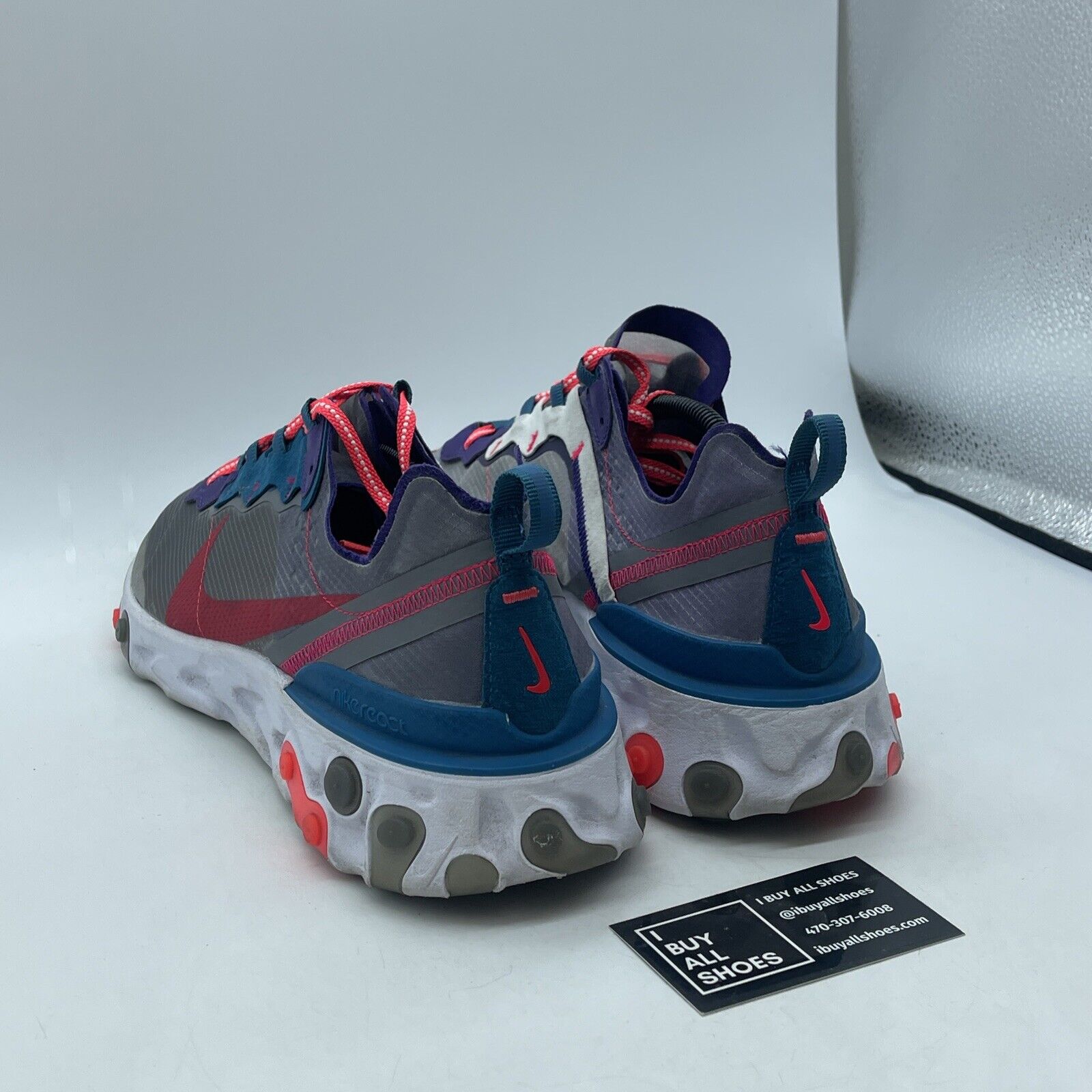 Size 13 - Nike React Element 87 Red Orbit Blue White Suede Leather (CJ6897-061)