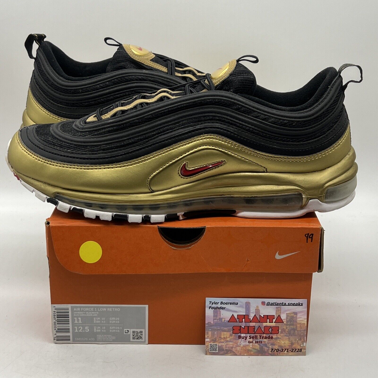 Size 12 - Nike Air Max 97 QS B-Sides Metallic Gold Black (AT5458-002)