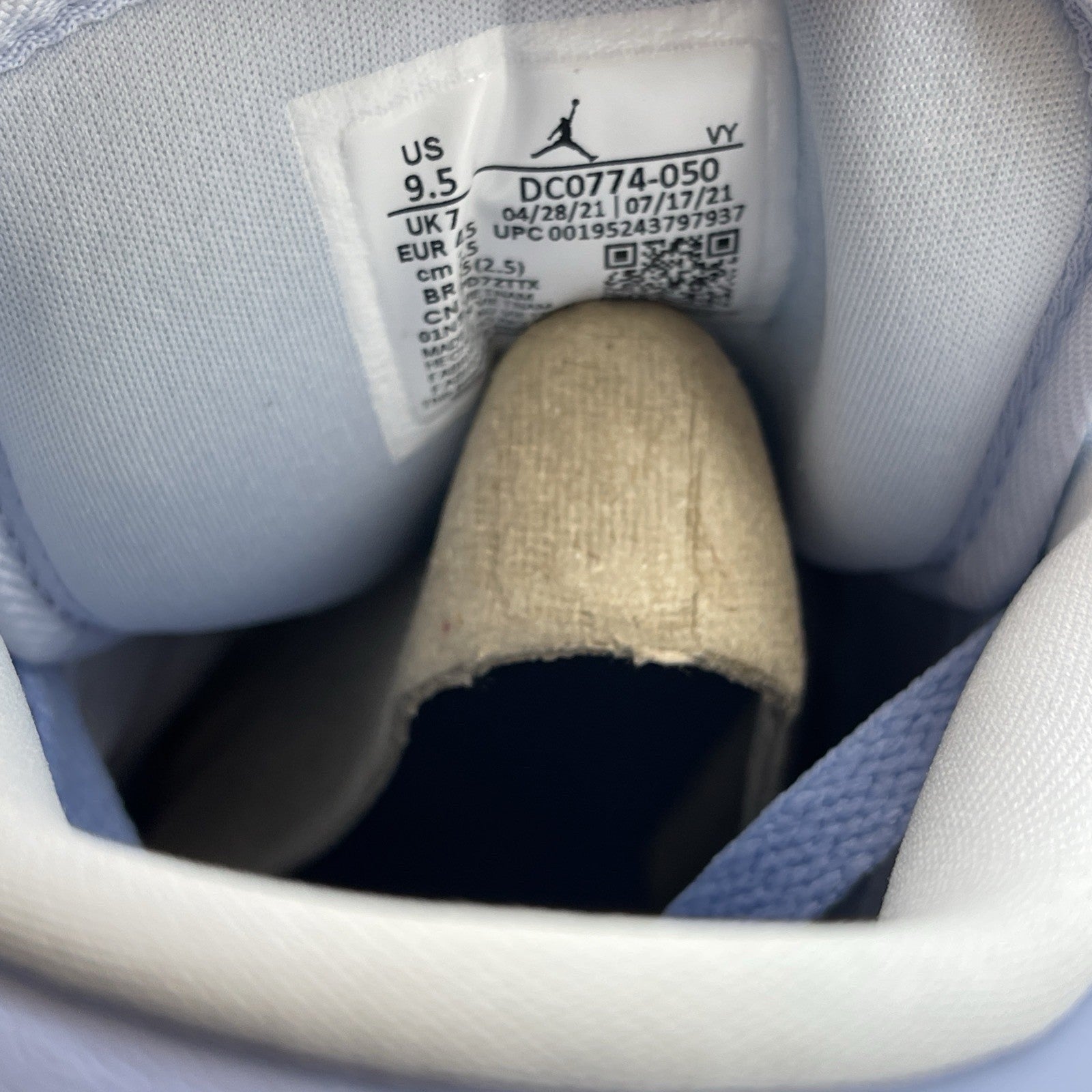 Size 9.5 - Air Jordan 1 Low 'Aluminum' Grey Blue Suede Leather (DC0774-050)