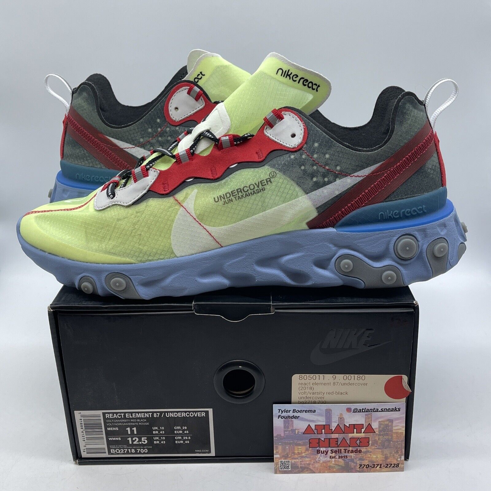 Size 10 - Nike Undercover x React Element 87 Volt Grey Suede Leather (BQ2718-700